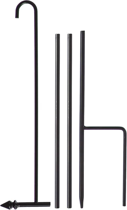 Evergreen Flag Shipping Friendly Black Iron 4-Piece Garden Flag Stand - 16" W x 44" H