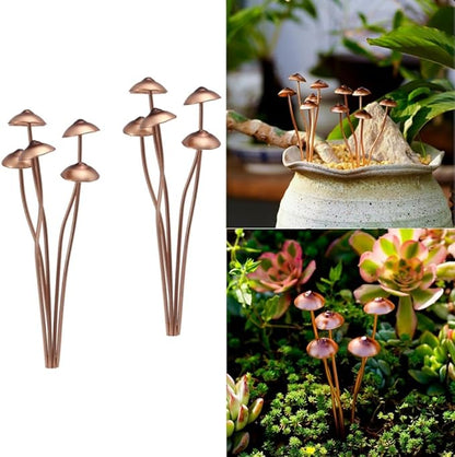 Metal Mushroom Garden Statue Decor,Iron Mushroom Statue Stake,Outdoor Statue Metal Mushroom Garden Stakes,Flower Pot Decoration,for Patio, Lawn, Yard Mushroom Stakes Plant Decorations (2)