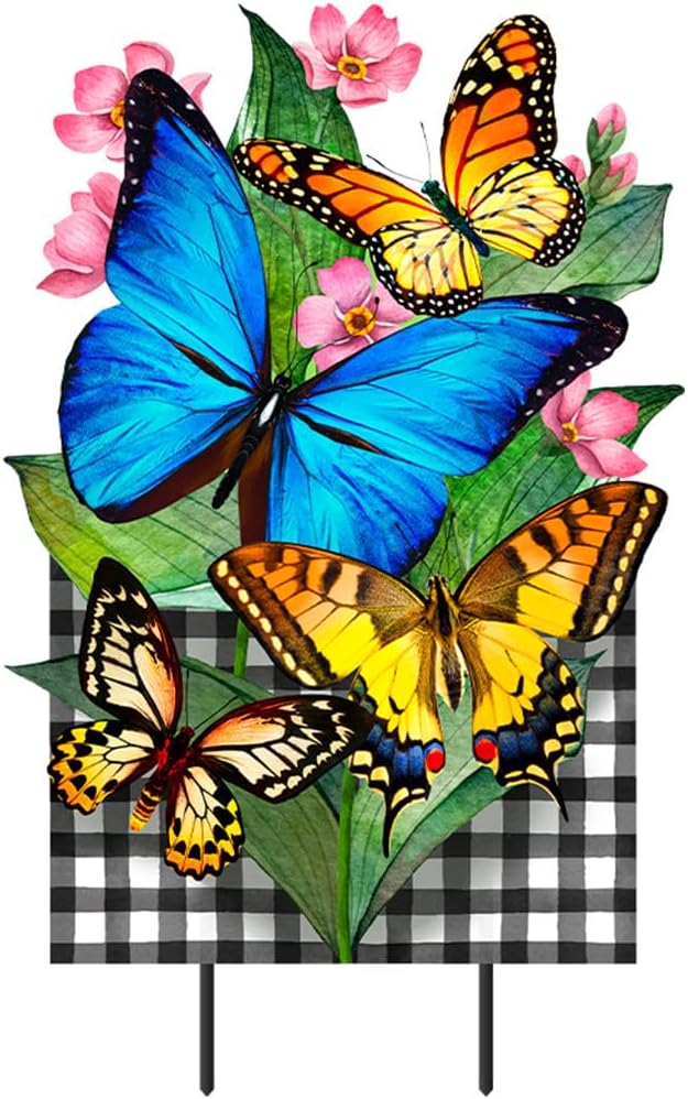 Briarwood Lane Checkered Butterflies Metal Art