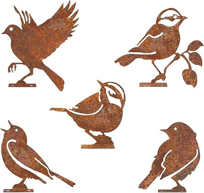 5X Iron Bird Decoration Metal Gardening Ornaments Photo Props Yard Adornment Bird Ornaments for Fences Patio Decor, Style A