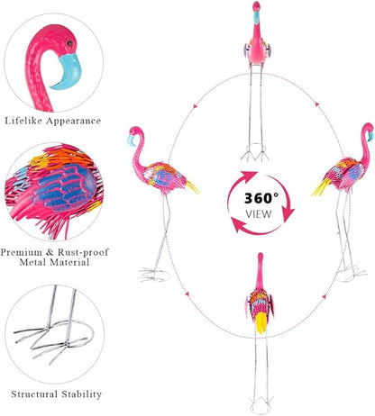 37" Flamingo Garden Statue,Metal Birds Garden Sculptures for Outside,Large Yard Art Outdoor Statue Lawn Ornaments for Home, Patio, Backyard Decor