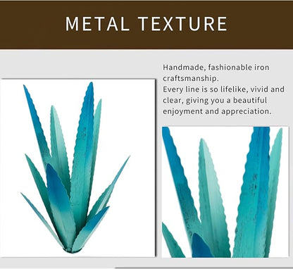 Rustic Metal Tequila Agave Sculpture, Wind Resistant Vivid Iron Plant Statue Figurines Ornament for Country Garden Courtyard Lawn Patio Decor, Metal Yard Art Holiday Outdoor Decorations (A)