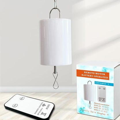 Goolyrusim Wind Spinner Motor with Remote, Hanging Display Motor for Wind Spinners Spiral Tail Wind Chime Garden Decor Christmas Ornament Hanging for Disco Ball Baby Crib Medium Rotating Motor 20RPM