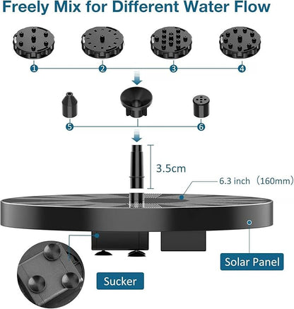 Solar Fountain Pump for Bird Bath, Floating Solar Water Fountain with Adjustable Spray Outdoor Water Feature for Garden Pond Patio Bird Bath Fountain Decoration (1PC)