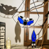 BOXCASA Bat Stained Glass Suncatcher for Window Hangings,Bat Halloween Decoration for Party,Cute Bat for Livingroom Bedroom,Halloween Bat Ornament for Windows,Balconies,Yards