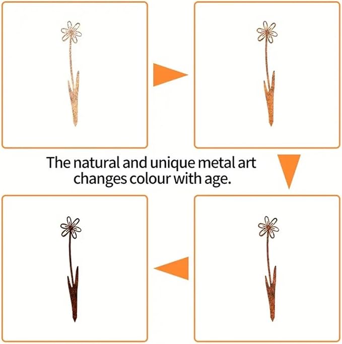 Traditional Iron Flower Stake Weather-Resistant, Decor & Holiday Yard Art for Easy Outdoor Use Artistic Garden Paths Markers Stakes