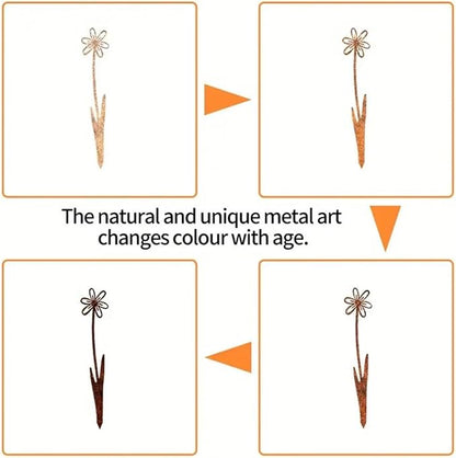 Traditional Iron Flower Stake Weather-Resistant, Decor & Holiday Yard Art for Easy Outdoor Use Artistic Garden Paths Markers Stakes
