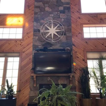 Nightclawing Nautical Compass Wall Decor,Coastal Nautical Beach Decor, Porch Patio Wall Hanging,41" (White)