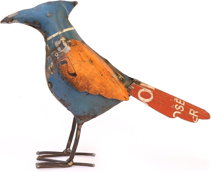De Kulture Handcrafted Recycled Iron Bird Decorative Collectible Figurine Showpiece Beautify Home Office Holiday Décor| Ideal for Garden Balcony Terrace Decoration, 11.5x2x8 (LWH) Inches