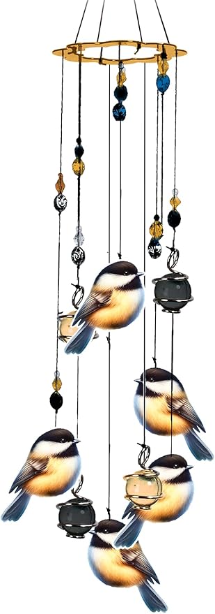 Spoontiques Chickadees Wind Chime - Outdoor Garden Décor - Decorative Chimes for Yard, Garden, Backyard and Patio Decoration