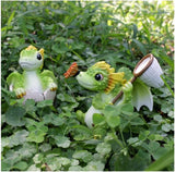 Garden Statue Resin Garden Figurine Creative Animal Statue Portable Garden Sculpture for Yard Lawn Porch Ornament 2PCS