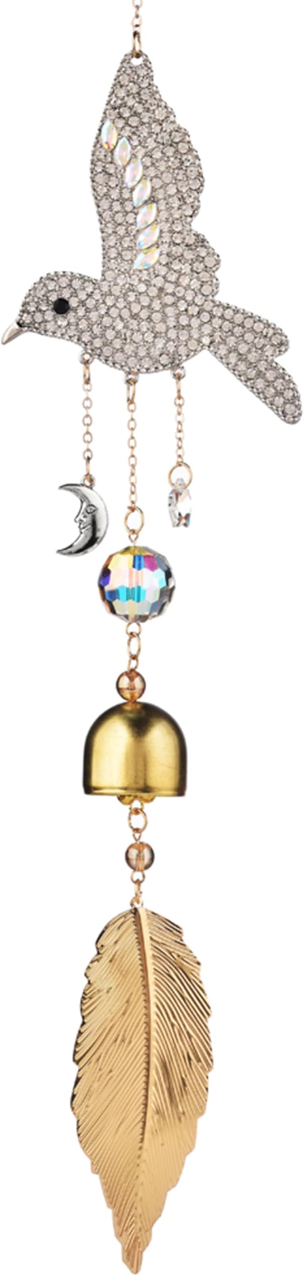 Hummingbird Crystal Suncatcher for Window Hanging, Rainbow Maker Prism Ornament with Hook, Sparkling Sun Catcher Decor for Home, Patio, Garden, Bird Lover Gift (Wind Chime)