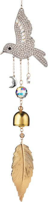 Hummingbird Crystal Suncatcher for Window Hanging, Rainbow Maker Prism Ornament with Hook, Sparkling Sun Catcher Decor for Home, Patio, Garden, Bird Lover Gift (Wind Chime)