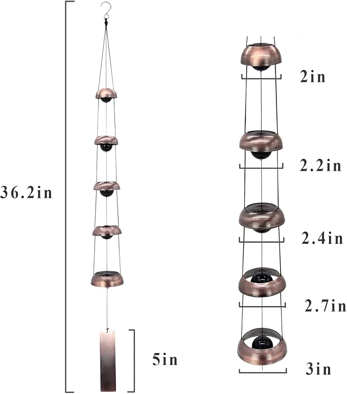 Sympathy Wind Chimes Gift Outdoors Clearance, Copper Red Hanging Bell Temple Wind Chime for Outside Large Deep Tone, Feng Shui Tibetan Garden Windchimes Unique 36 inch, Musical Rain Good Luck Chimes
