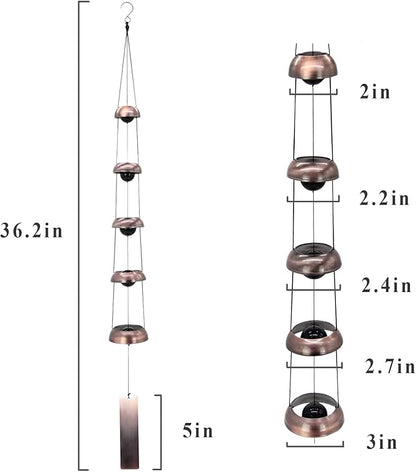 Sympathy Wind Chimes Gift Outdoors Clearance, Copper Red Hanging Bell Temple Wind Chime for Outside Large Deep Tone, Feng Shui Tibetan Garden Windchimes Unique 36 inch, Musical Rain Good Luck Chimes