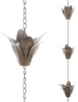 TZSSP 8.5 ft Rain Chain for Gutters - Flower Style & Weatherproof Rain Chain Adapter, Easy Installation