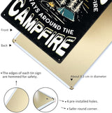 Vintage Metal Funny Camping Tin Sign-What Happens Around The Campfire Stays Around The Campfire Outdoor Porch Patio Home Kitchen Garden Bar Poster Retro Decor Art 8X12 Inch Wall Decor