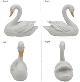 White Swan Statue Garden Ornament - Resin Figurine Sculpture for Yard Decoration, 7.3" Height - Elegant Swan Design for Landscaping Art & Crafts.