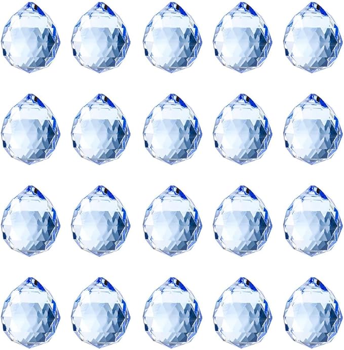 20pcs DIY Crystal Prism Suncatcher for Windows Hanging, 20mm Clear Glass Crystal Sun Catcher Beads Pendants Maker Balls for Indoor Outdoor Garden Feng Shui Home Decor Silvery