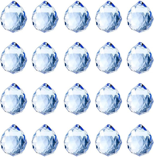 20pcs DIY Crystal Prism Suncatcher for Windows Hanging, 20mm Clear Glass Crystal Sun Catcher Beads Pendants Maker Balls for Indoor Outdoor Garden Feng Shui Home Decor Silvery
