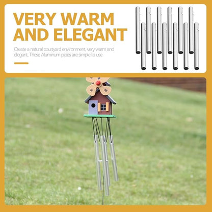 Happyyami 12pcs Wind Chime Tubes Parts Windchime String Metal Tubes Outdoor Hanging Wind Chime Aluminum Tube for Crafts DIY Wind Chimes Supplies