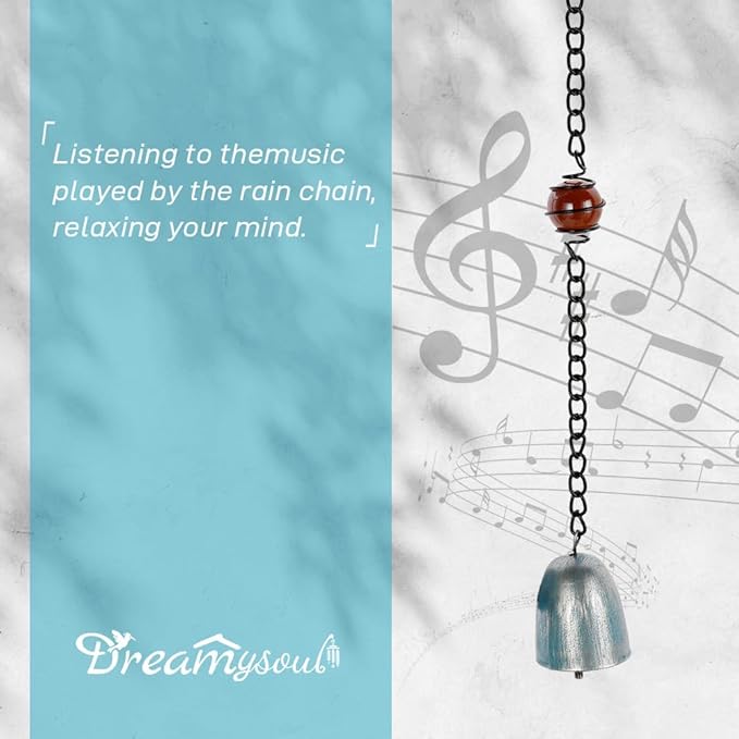 dreamysoul 7.05 FT Blue Rain Chain, 8 Cups Rain Chains for Outside, Replacement Downspout for Gutters, Eaves Drainage