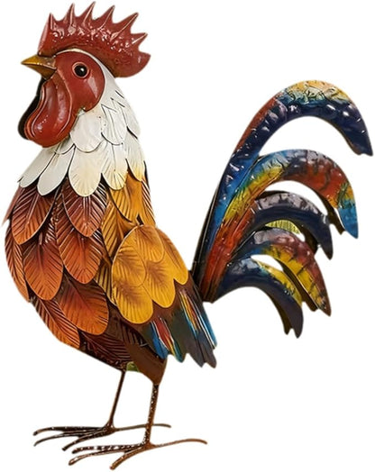 HouseVibe Outdoor Garden Statue Lawn Ornament Metal Figurine Yard Sculpture for Patio Outside Home Backyard- White Red Yellow