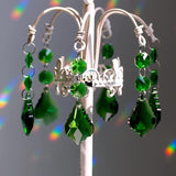 20pcs Crystal Maple Leaf Chandelier Prisms Replacement Pendant Connected Glass Octagon Beads Chain for Chandelier Christmas Decoration 38mm (Mid Green)