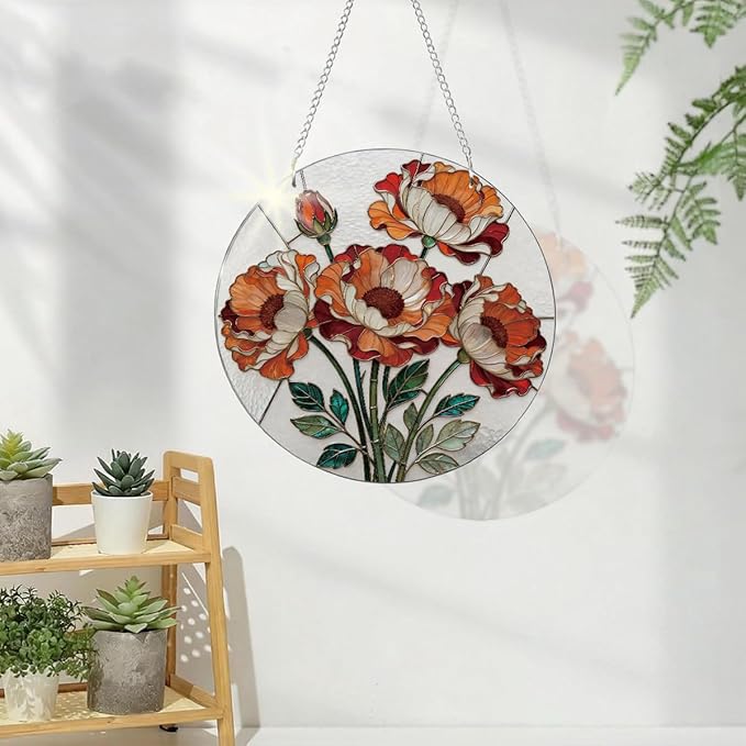Beautiful Floral Window Decor, Acrylic Window Hanging Suncatcher, Home Garden Decorations, Christmas Mother's Day Valentine's Day Ornaments, Housewarming Gifts, Festival Gifts for Mom Her