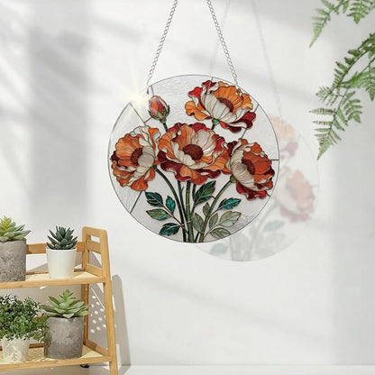 Beautiful Floral Window Decor, Acrylic Window Hanging Suncatcher, Home Garden Decorations, Christmas Mother's Day Valentine's Day Ornaments, Housewarming Gifts, Festival Gifts for Mom Her