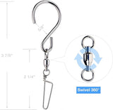 HS’s Creation 6 Pack S Hook Locking Clip Swivel for Indoor Outdoor Organization Spinning Hanger Clothline Rack Wind Chimes Spinner Prism Windsocks Hanging Plant