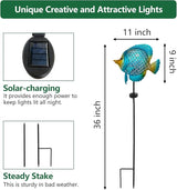 HONGLAND Outdoor Fish Solar Garden Lights with LED Light, Metal Fish Design Waterproof Solar Garden Decorative Stake for Lawn, Yard, Patio, Landscape Decoration