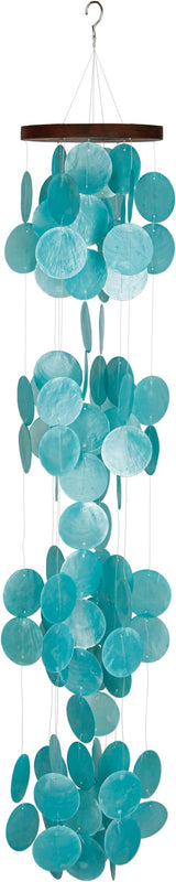Woodstock Chimes Asli Arts Collection, Capiz Waterfall, 40'' Azure Capiz Wind Chimes for Outdoor, Patio, Home or Garden Décor, Wind Chime for Mom Christmas/Hanukkah Gifts (CWRA)