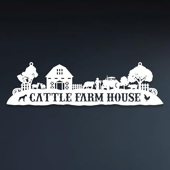 Personalized Metal Farm Sign, Customized Family Name Ranch Sign, Large Last Name Sign for Farmhouse Decoration, Outdoor Farm Wall Art, Welcome Sign, Entrance Gate Sign, Farm Lovers Gift, Garden Decor