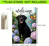 Welcome Spring Summer Garden Flags 2x18 Double Sided, Small Burlap Seasonal Farmhouse Rustic Black Lab Labrador Dog Garden Flag Spring Summer Decoration Outdoor Yard Lawn Porch Flags for Outside Décor