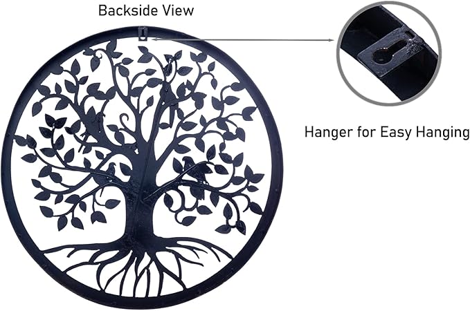 CHINDEUISYUT 18 Inches Tree of Life Wall Art Metal, Large Metal Tree of Life Wall Decor Wall Hanging for Living Room Bedroom Garden Porch Patio Office Home Decor, 18in x 18in x 0.88 in