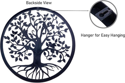 CHINDEUISYUT 18 Inches Tree of Life Wall Art Metal, Large Metal Tree of Life Wall Decor Wall Hanging for Living Room Bedroom Garden Porch Patio Office Home Decor, 18in x 18in x 0.88 in