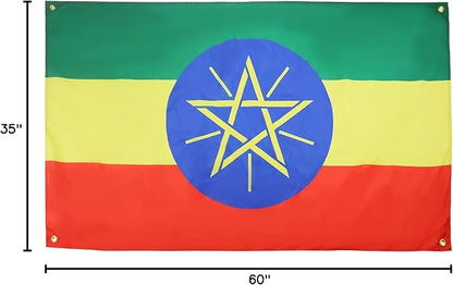 AZ FLAG Ethiopian Flag 150 x 90 cm with 4 Eyelets for Balcony or Wall
