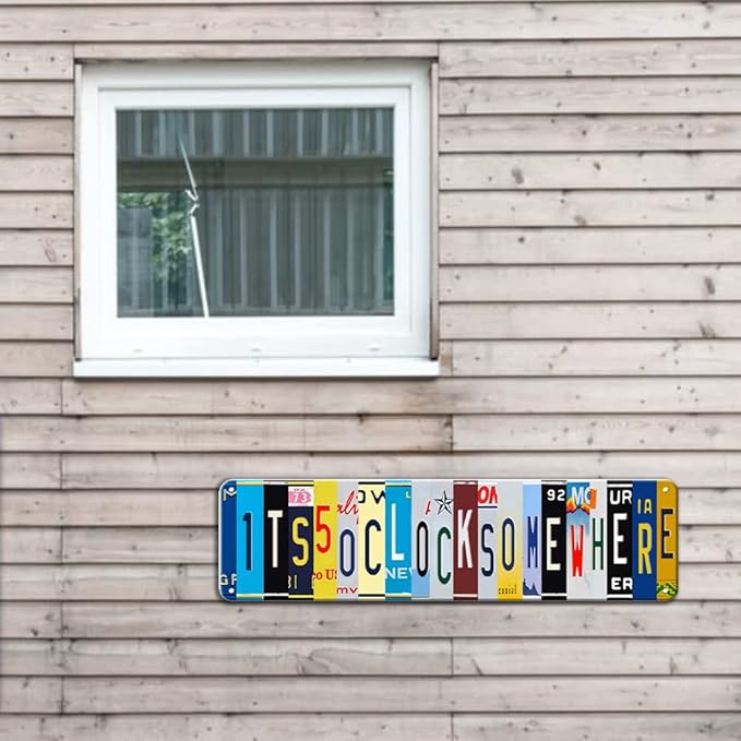 Bar Decor For Home Funny Bar Sign Metal Tin Patio Signs It'S Five O Clock Somewhere Signs Man Cave Accessories Wall Decor Backyard Pool Beach Outdoor Vintage Decorations