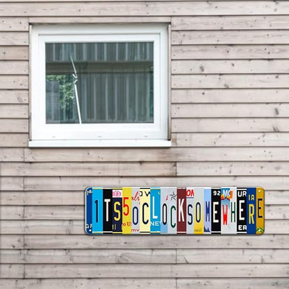 Bar Decor For Home Funny Bar Sign Metal Tin Patio Signs It'S Five O Clock Somewhere Signs Man Cave Accessories Wall Decor Backyard Pool Beach Outdoor Vintage Decorations