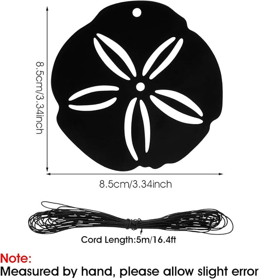 JIEYAO Replacement Wind Catcher, Metal Wind Chime Sail Parts with 16.4FT Nylon Cord Decorative Black Flower Design for Sympathy Wind Chimes and Wind Bells Sand Dollar