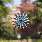 VEWOGARDEN 360° Outdoor Metal Wind Spinners Kinetic Wind Sculptures & Spinners for Yard Garden Lawn Patio Decorations, Blue & Bronze