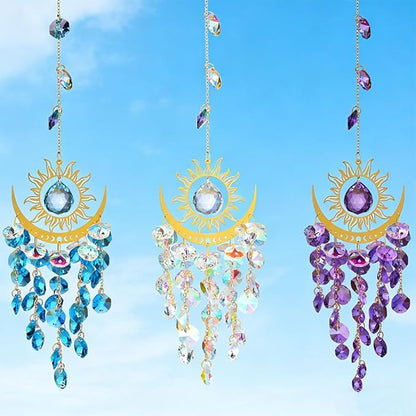 Crystal Suncatcher, Suncatchers for Windows Hanging, Sun Catchers Indoor Window, Unique Crystal Wind Chimes for Indoor & Outdoor Decoration, Gift for Sutffers Home Decor (Blue)
