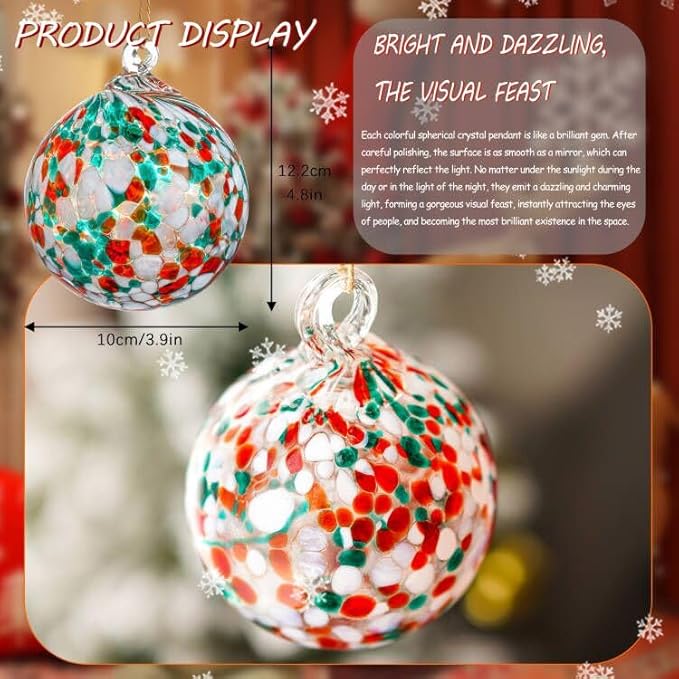4" Blown Christmas Balls Hanging Glass Gazing Ball for Christmas Garden Patio Window Decoration Gifts for Xmas