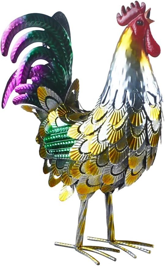 Metal Rooster Statue Garden Chicken Sculpture Decoration Metal Yard Art for Yard Outdoor Indoor Decoration (#A)