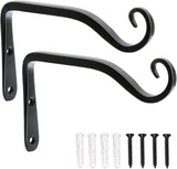 LOOGI Hanging Plant Bracket, Wall Hook Plant Hanger 6 Inch Decorative Hooks for Indoor Planter Lantern, Outdoor Bird Feeder Wind Chime, 2 Pack Black