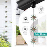 dreamysoul Rain Chains with Spinner Cups, Bronze Flower Decorative Rain Catcher Chains for Downspout Gutters, Metal Garden Rain Chain Outdoor Decor