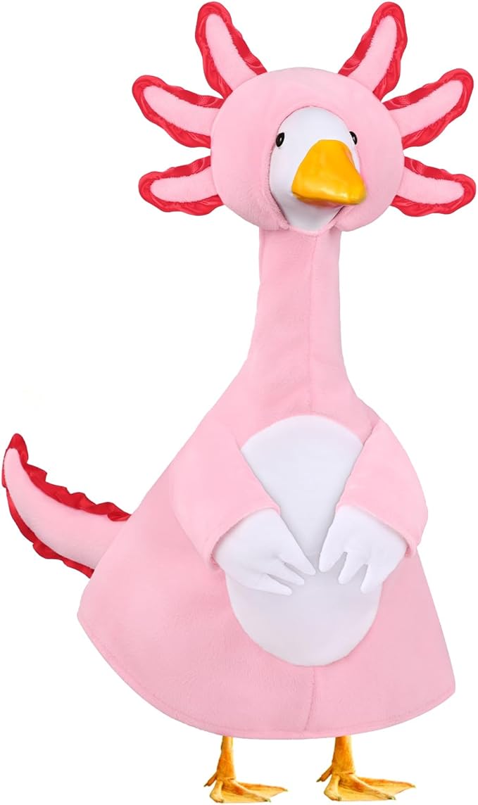Axolotl Porch Goose Outfits for 23" Porch Goose Holiday Lawn Goose Cement or Plastic Statue Salamander Costume for Outdoor Yard Lawn Patio Decor