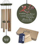 Personalized Cardinal Wind Chimes, 36inch Memorial Wind Chimes, in Loving Memory of Dad/Mom, Custom Sympathy Mourn Gifts, Condolences Wind Chime Outdoor (Produced in USA)