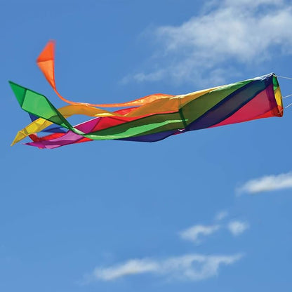 In the Breeze Rainbow Diagonal Sections - 50 Inch Windsock - Colorful Hanging Decoration - Red, Orange, Yellow, Green, Blue, Purple